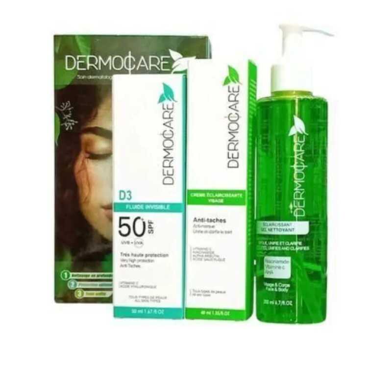Dermocare Ecran Fluide +Creme Eclaircissant+Gel Nettoyant 200ml PACK.