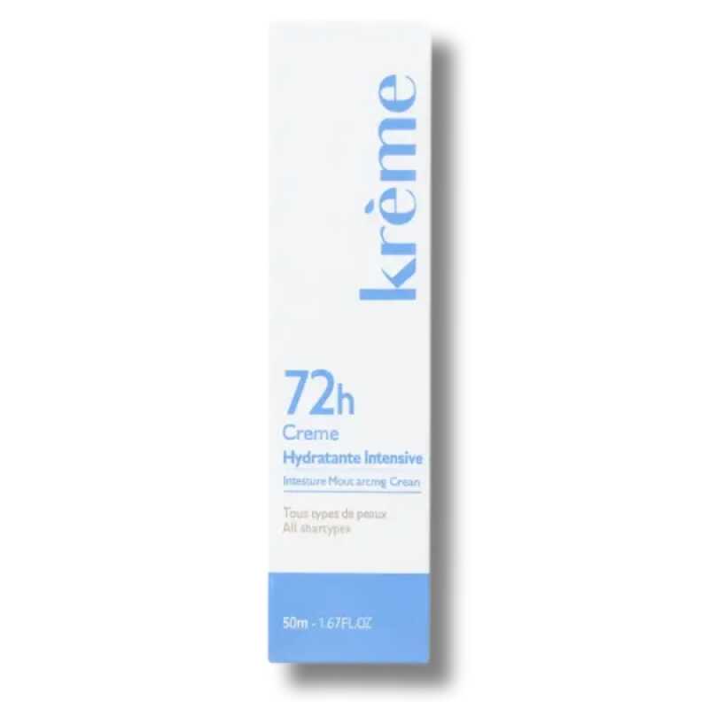 KREME Crème Hydratante Intensive 72h 50ml Hydratation Longue Durée Nourrissante Réparatrice Confort Tous Types de Peaux