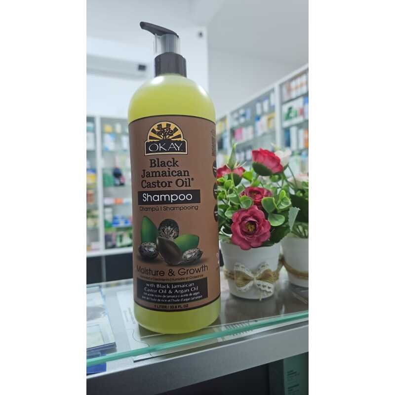 Okay Shampooing Hydratant à l'Huile de Ricin Jamaïcaine Noire 1L