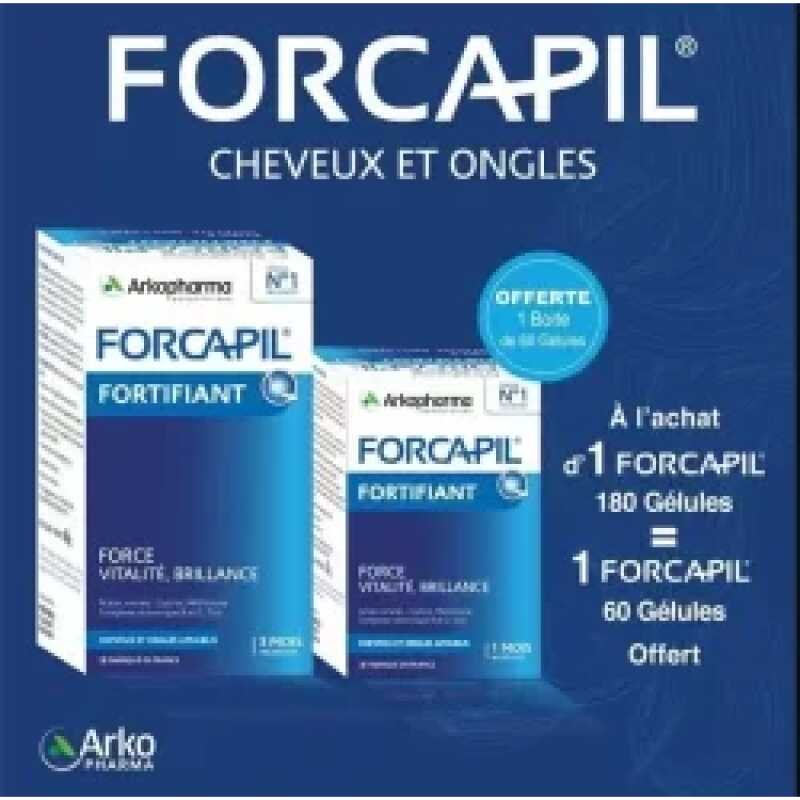 Arkopharma Forcapil Cheveux et Ongles 180 Gelules + 60 Gelules Offert