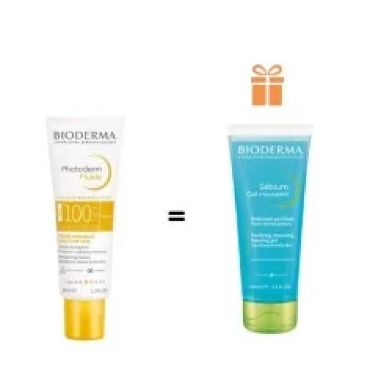 BIODERMA PHOTODERM MAX SPF 100+ 40ml Fluide Solaire invisible +  SEBIUM GEL MOUSSANT 100ML 0FFERT