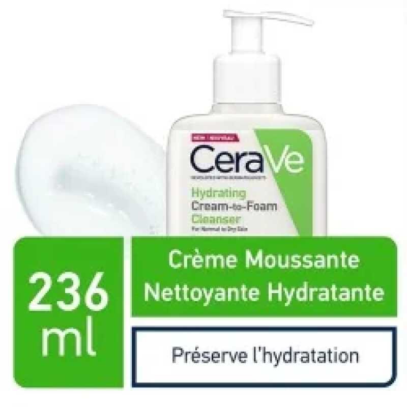 CERAVE CREME MOUSSANTE NETTOYANTE HYDRATANTE PEAUX  SECHES 236ML