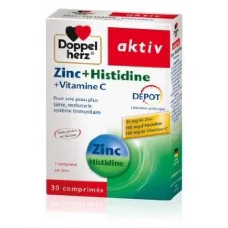 DOPPELHERZ AKTIV ZINC + HISTIDINE + VITAMINE C, 30 COMPRIMES