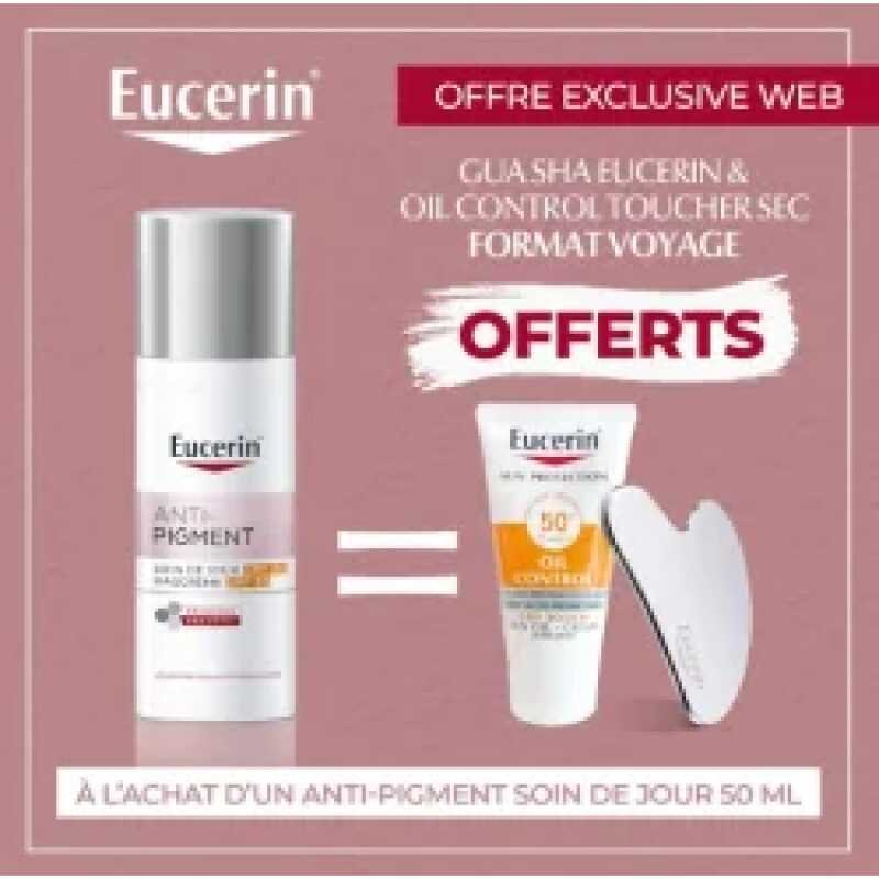 EUCERIN Anti Pigment Soin de jour SPF30 50ml + Guasha Eucerin et oil control toucher sec OFFERTS