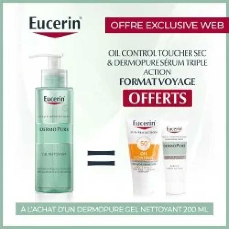 Eucerin DERMOPURE CLEANSING Gel 200ml Achete + OIL TOUCER SEC ET DERMOPURE SERUM OFFERTS EXCLUSIVE WEB