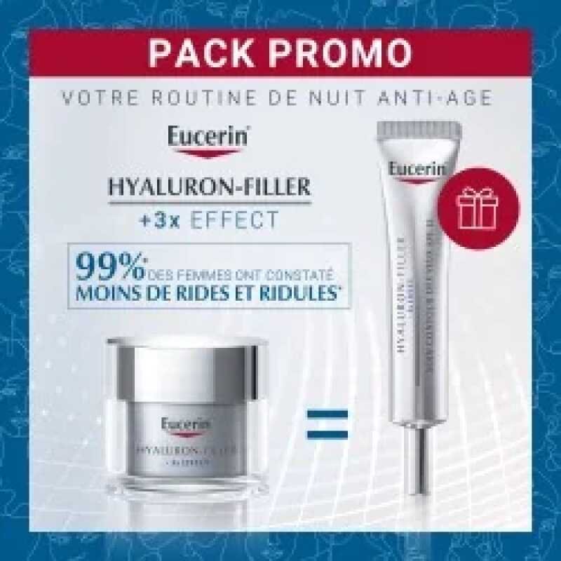 EUCERIN Hyaluron-Filler  nuit 50ml Achete + EUCERIN Hyaluron-Filler SOIN  Yeux SPF15 15ml Offert