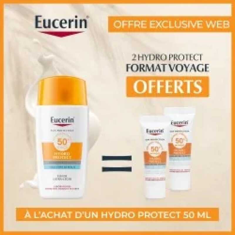 EUCERIN HYDRO PROTECT FLUIDE ULTRA LEGER SPF 50+ TOUS TYPES DE PEAUX ACHETE + 2 HYDRO PROTECT OFFERTS EXCLUSIVE WEB