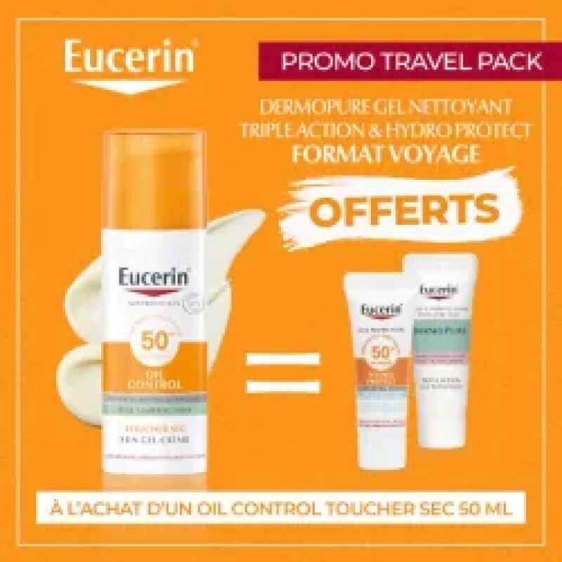 EUCERIN SUN OIL CONTROL SPF 50 + DERMOPRE GEL NETTOYANT ET HYDRP PROTECT OFFERTS