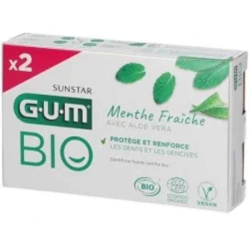 GUM Dentifrice Menthe Fraiche Aloe Vera Bio Lot de 2 x 75 ml