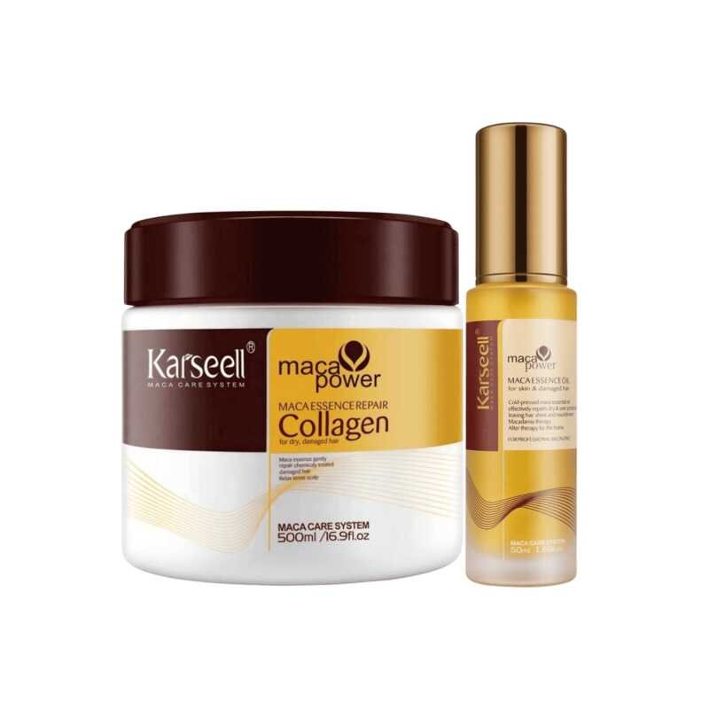 Masque capillaire au collagène Karseell, coffret à l'huile d'argan pour une réparation en profondeur des cheveux abîmés, secs et de tous types de cheveux, 500 ml + 50 ml