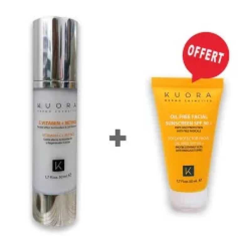 KUORA PACK Serum global vitamine C+retinol + ecran oil free spf50+