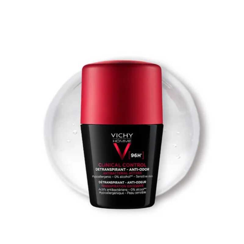 VICHY – Homme Déodorant Roll-On Clinical Control Détranspirant Anti-Odeur 96h – 50ml