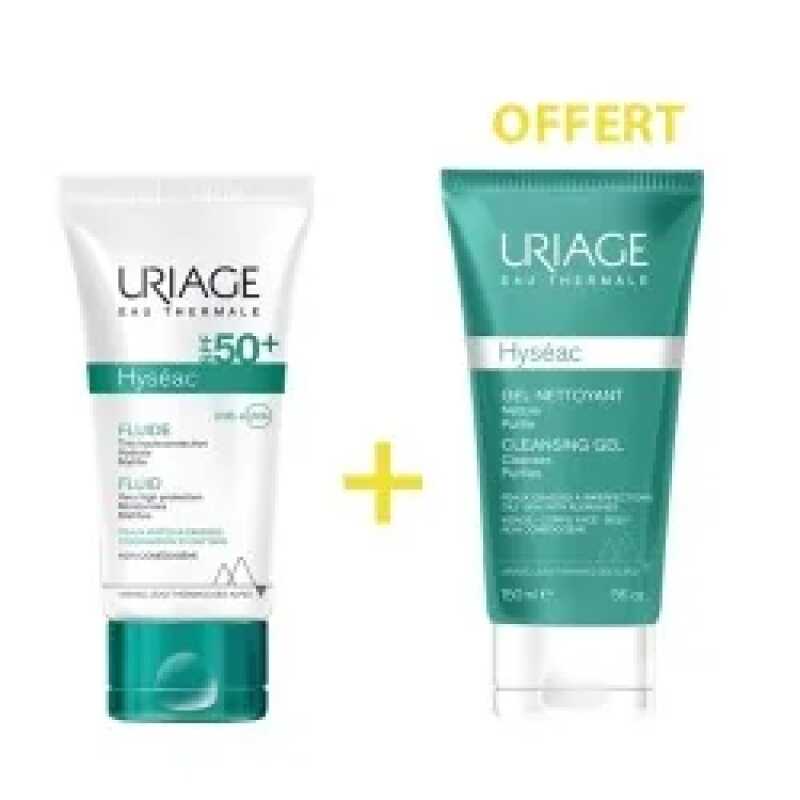 URIAGE HYSEAC FLUIDE SPF 50+ 50ml Achete + HYSEAC GEL NETTOYANT 50ML OFFERT